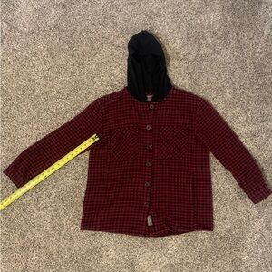 Red and Black Plaid Hoodie Shirt